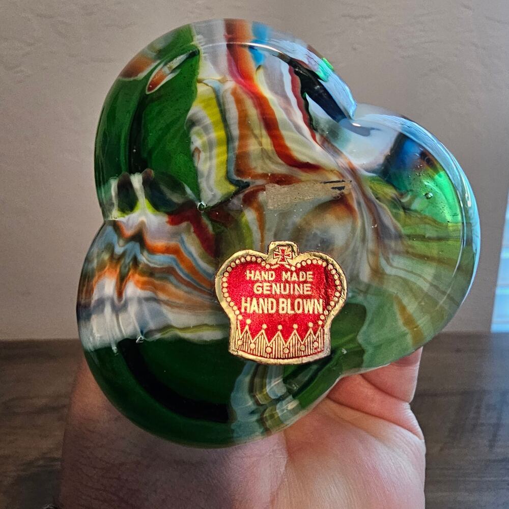 Vintage MCM Hand Blown Glass Stretch Bud Vase 10.5" Green Art Decor 1960s Mod - Picture 4 of 15
